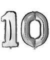 10 jaar zilveren folie ballonnen 88 cm leeftijd-cijfer