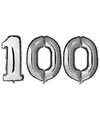 100 jaar zilveren folie ballonnen 88 cm leeftijd-cijfer