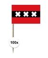 100x Cocktailprikkers Amsterdam 8 cm vlaggetje stad decoratie