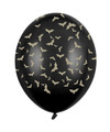 12x Zwart-gouden Halloween ballonnen 30 cm met vleermuizen print