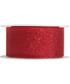 1x Hobby-decoratie rode sierlinten met glitters 3 cm-30 mm x 5 meter