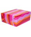 1x Inpakpapier-cadeaupapier roze-paars-oranje-rood in golf 200 x 70 cm
