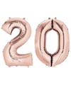 20 jaar rose gouden folie ballonnen 88 cm leeftijd-cijfer