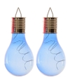 2x Buiten LED blauwe lampbolletjes solar verlichting 14 cm