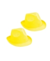 2x Gele trilby verkleed hoedjes voor volwassenen