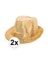 2x Gouden party hoedjes met glitters