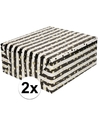 2x Inpakpapier-cadeaupapier metallic goud-zwart-wit 150 x 70 cm