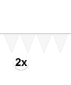 2x Mini vlaggenlijn-slinger versiering wit