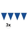 3 stuks Vlaggenlijnen-slingers XXL blauw 10 meter