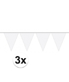 3 stuks Vlaggenlijnen-slingers XXL wit 10 meter