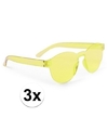 3x Gele verkleed zonnebrillen voor volwassenen