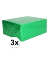 3x Holografische groen metallic folie-inpakpapier 70 x 150 cm