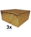 3x Inpakpapier-cadeaupapier goud klassiek design 150 x 70 cm