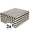 3x Inpakpapier-cadeaupapier metallic goud-zwart-wit 150 x 70 cm
