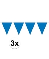 3x Mini vlaggenlijn-slinger versiering blauw