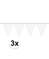3x Mini vlaggenlijn-slinger versiering wit