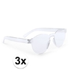 3x Transparante verkleed zonnebrillen voor volwassenen