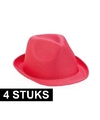 4x Roze trilby verkleed hoedjes voor volwassenen