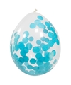 4x Transparante ballonnen blauwe grote confetti 30 cm