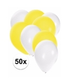 50x ballonnen 27 cm wit-gele versiering