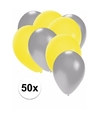 50x ballonnen 27 cm zilver-gele versiering