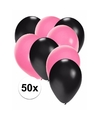 50x ballonnen 27 cm zwart-lichtroze versiering