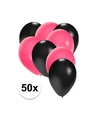 50x ballonnen 27 cm zwart-roze versiering