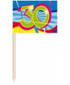 50x stuks Cocktail prikkers 30 jaar thema feestartikelen
