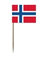 50x stuks Cocktailprikkers Noorwegen 8 cm vlaggetjes landen decoratie