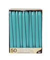 50x stuks dinerkaarsen turquoise blauw 25 cm