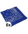 6x Bandana met blauwe boerenzakdoek print