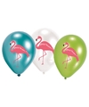 6x flamingo print ballonnen 27 cm