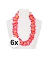 6x Hawaii kransen roze-oranje