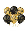 6x stuks leeftijd verjaardag feest ballonnen 100 jaar geworden zwart-goud 30 cm