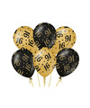 6x stuks leeftijd verjaardag feest ballonnen 16 jaar geworden zwart-goud 30 cm