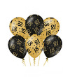 6x stuks leeftijd verjaardag feest ballonnen 18 jaar geworden zwart-goud 30 cm