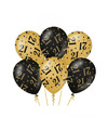 6x stuks leeftijd verjaardag feest ballonnen 21 jaar geworden zwart-goud 30 cm