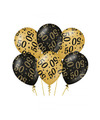 6x stuks leeftijd verjaardag feest ballonnen 50 jaar geworden zwart-goud 30 cm