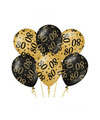 6x stuks leeftijd verjaardag feest ballonnen 80 jaar geworden zwart-goud 30 cm