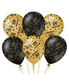 6x stuks luxe Abraham-50 jaar feest ballonnen zwart-goud latex ca 30 cm