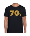 70's gouden glitter tekst t-shirt zwart heren