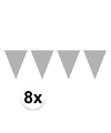 8 stuks Vlaggenlijnen-slingers XL zilver 10 meter