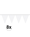 8 stuks Vlaggenlijnen-slingers XXL wit 10 meter
