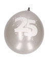 8x Ballonnen zilver 25 jaar thema