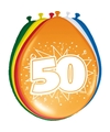 8x stuks Ballonnen versiering 50 jaar thema feestartikelen