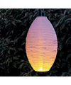 9x stuks luxe solar lampion-lampionnen wit met realistisch vlameffect 30 x 50 cm