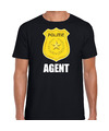 Agent politie embleem carnaval t-shirt zwart voor heren
