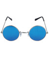 Blauwe hippie flower power zonnebril met ronde glazen