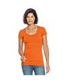 Bodyfit dames t-shirt oranje met ronde hals
