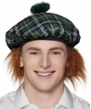Boland Carnaval verkleed hoed-baret in Schotse ruit groen polyester heren met haar
